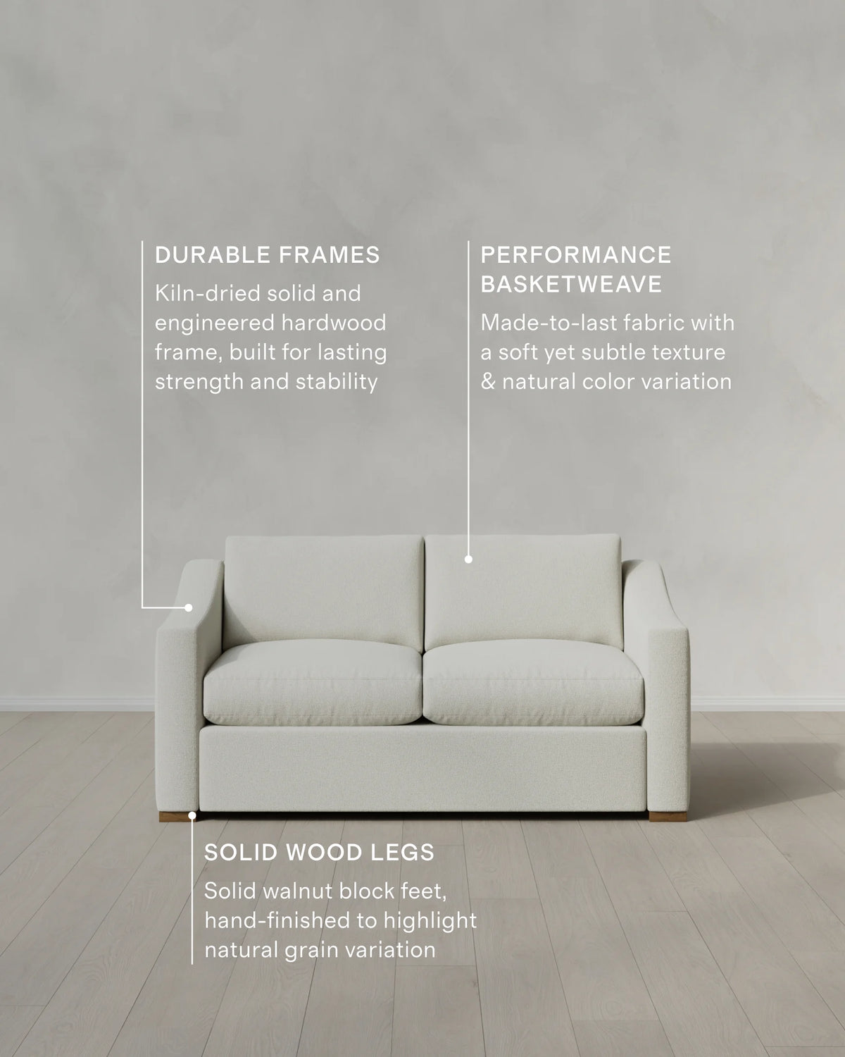 Hollis Slope Arm Sofa in Performance Basketweave - 72" / Flax