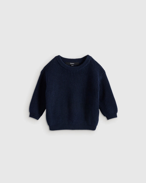 100% Organic Cotton Fisherman Tunic Sweater - 3-6M / Navy