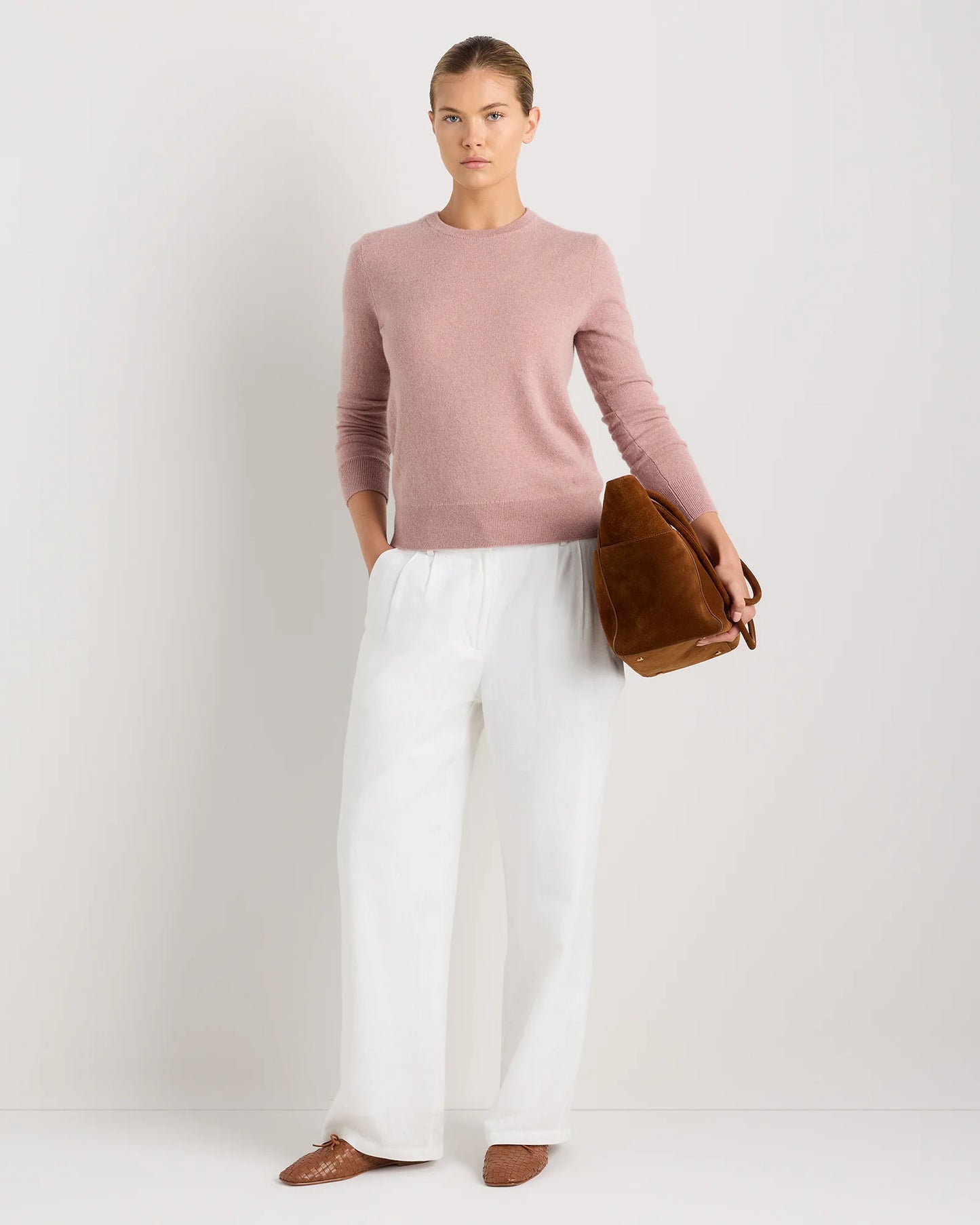 Mongolian Cashmere Crewneck Sweater - XS / Ivory
