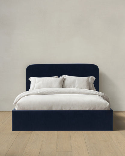 Curved Bed in Performance Velvet - Full / Walnut