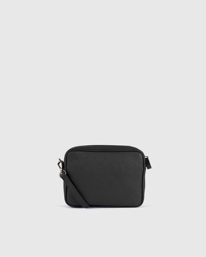 Italian Leather Crossbody Bag - One Size / Black Croco