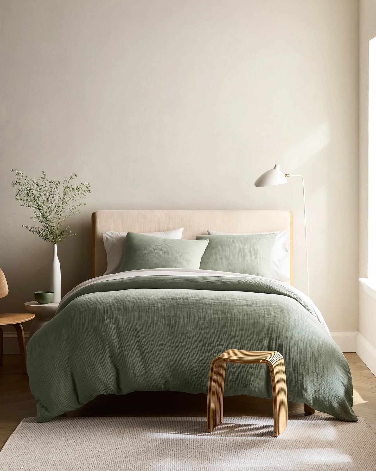 Organic Cotton Gauze Duvet Cover Set - Twin / Dried Sage