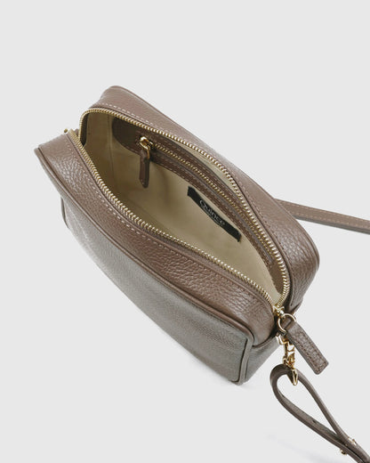 Italian Leather Crossbody Bag - One Size / Black Croco