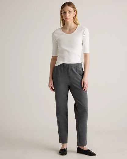 Organic Cotton Double Knit Straight Pants - XS / Soft Camel