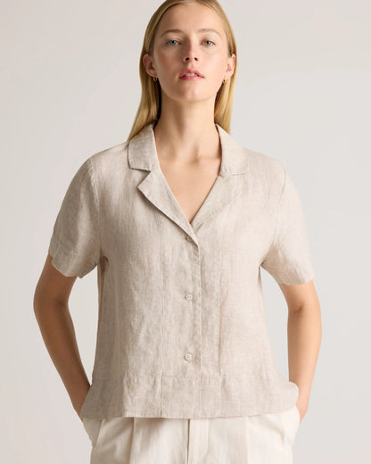 100% European Linen Short Sleeve Shirt - XS / Moonstone Blue