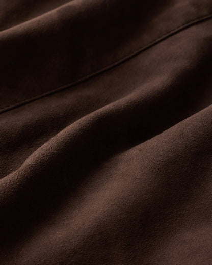 100% Suede Café Racer Jacket - S / Pecan Brown