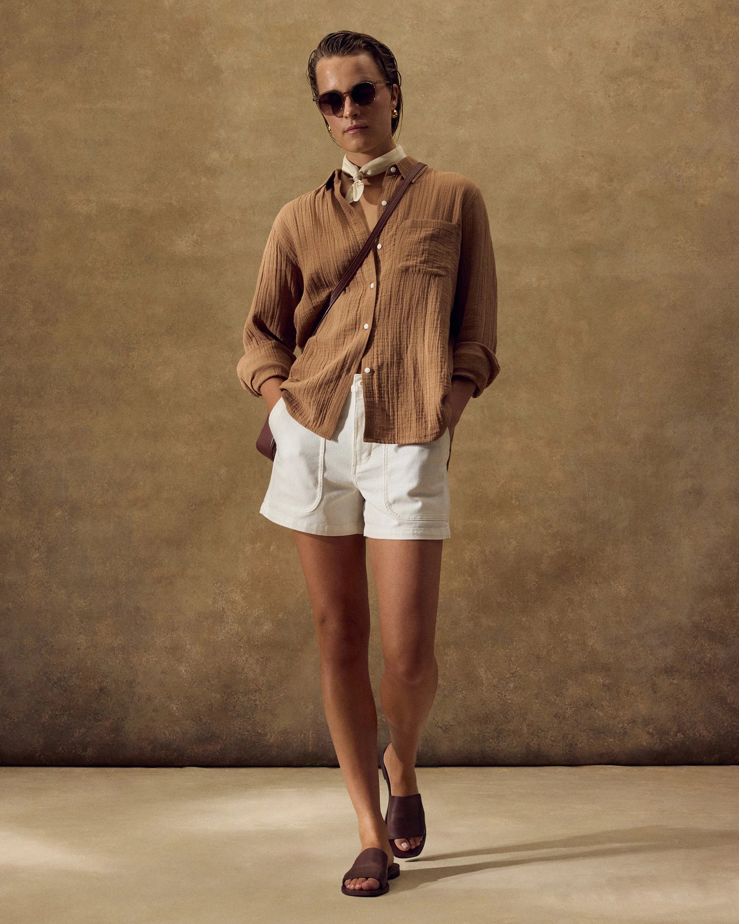 Organic Stretch Cotton Twill Utility Shorts - 0 / Ivory