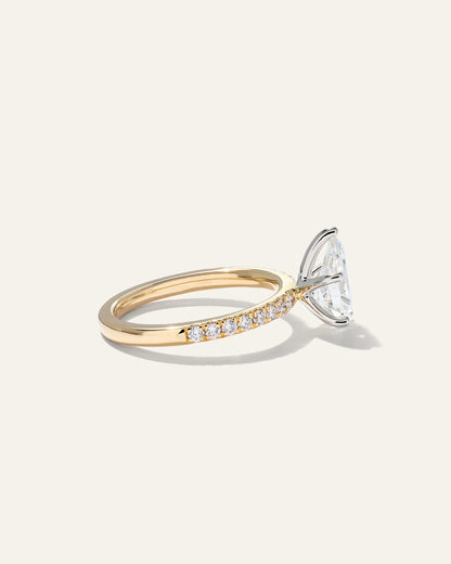 Lab Grown Diamond Pear Petite Pave Engagement Ring - 1.5ct - 4 / Yellow Gold