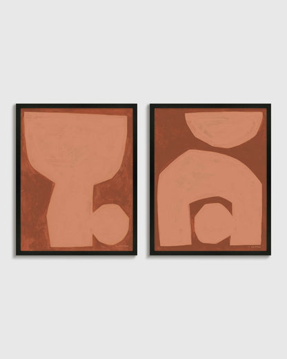 Unit in Terracotta by Michael Kempen (Set of 2) - 21.25"x26.25" / Oak