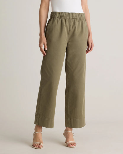 Organic Stretch Cotton Wide Leg Chino Pants - 0 / Olive