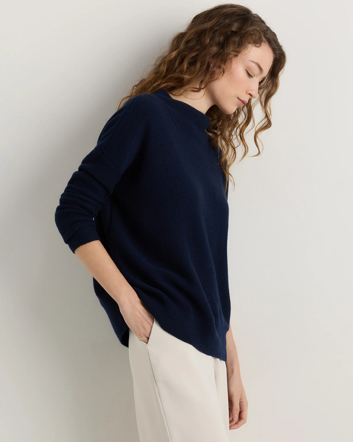 Mongolian Cashmere Funnel Neck Sweater - XS / Heather Grey