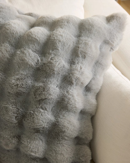 Ruched Faux Fur Pillow Cover - 20x20 / Glacier