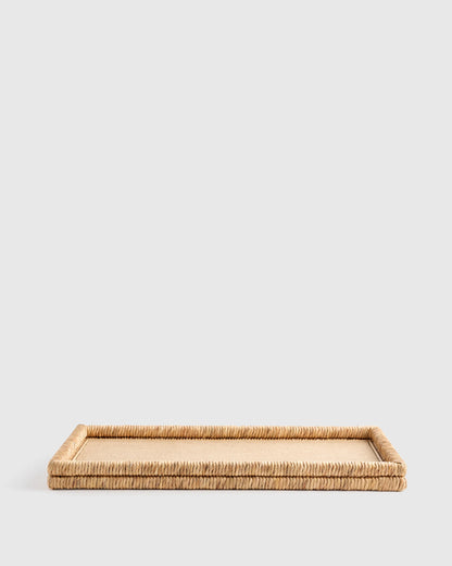 Handwoven Rectangular Decorative Tray - One Size / Natural