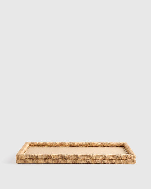 Handwoven Rectangular Decorative Tray - One Size / Natural