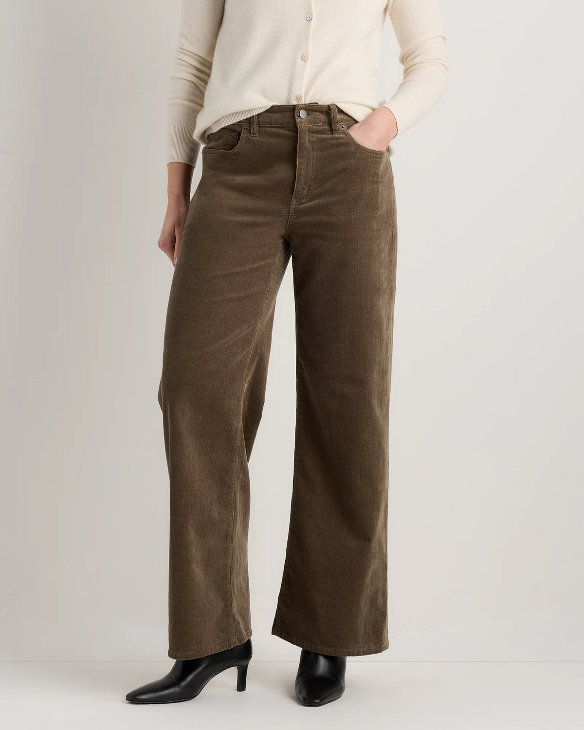 Organic Stretch Corduroy Wide Leg Pants - 0 / Black