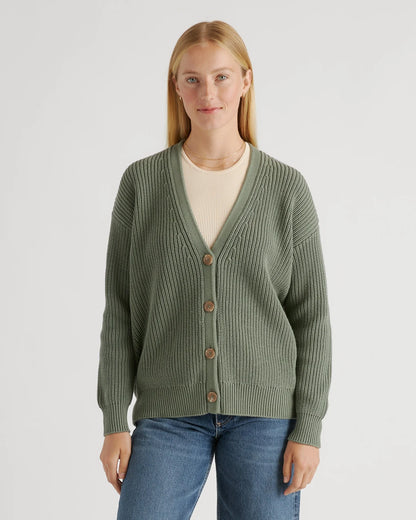 100% Organic Cotton Oversized Boyfriend Cardigan - XS / Speckled Beige