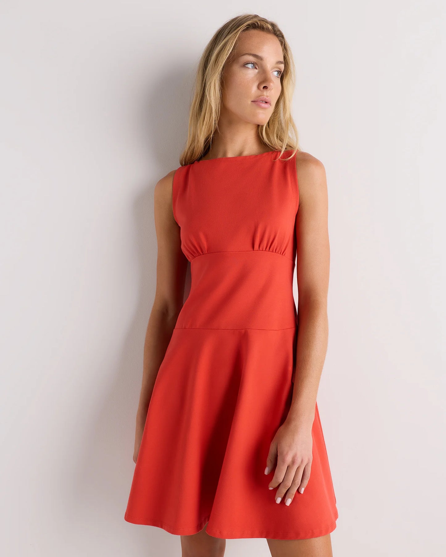Organic Stretch Jersey Drop Waist Mini Dress - XS / Espresso