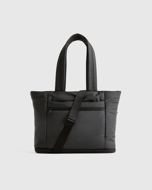 Water Repellent Puff Expandable Tote - One Size / Black