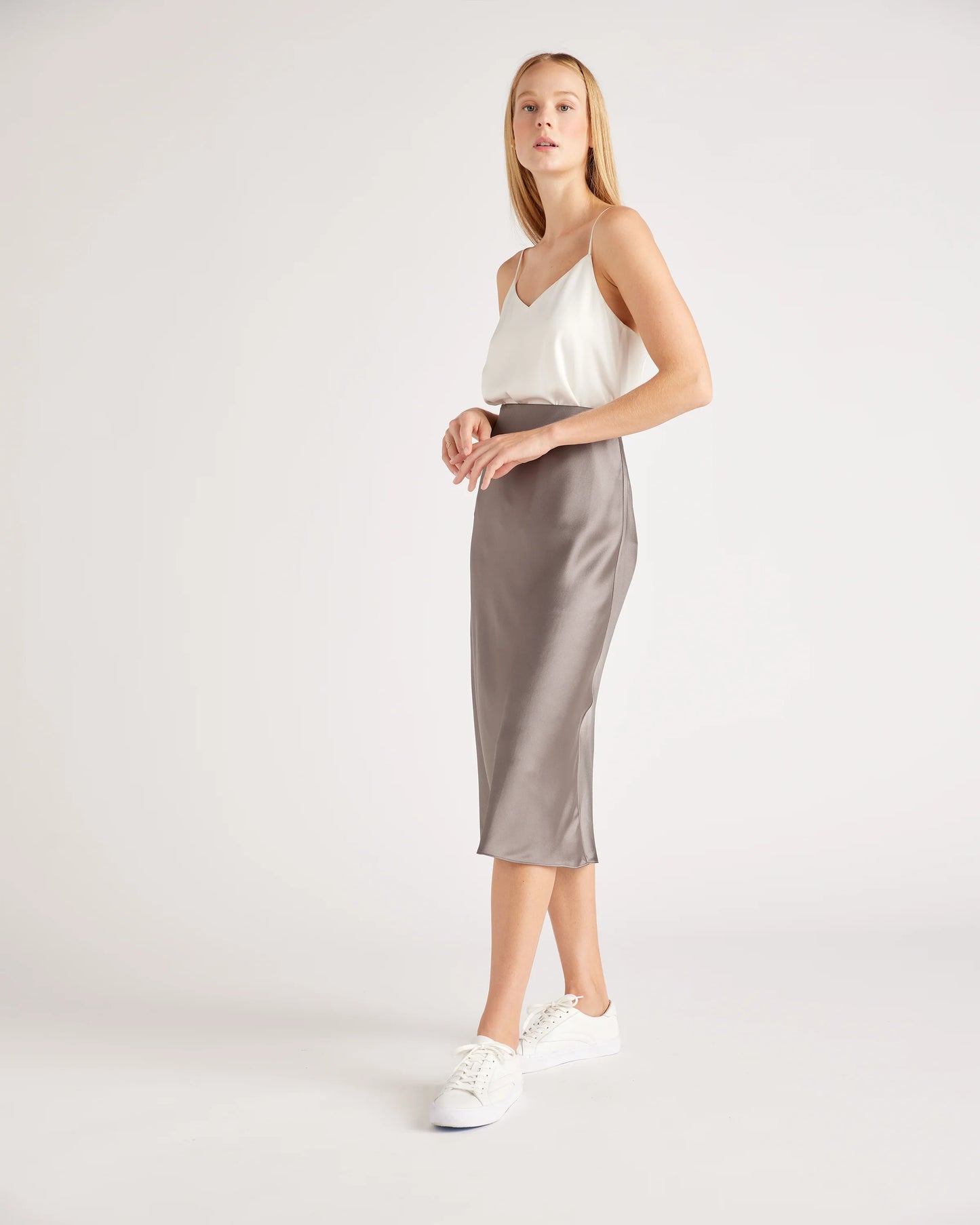 Washable Stretch Silk V-Neck Cami - XS / Ivory