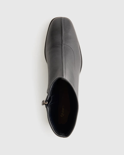 Italian Leather Stretch Sock Bootie - 5 / Black
