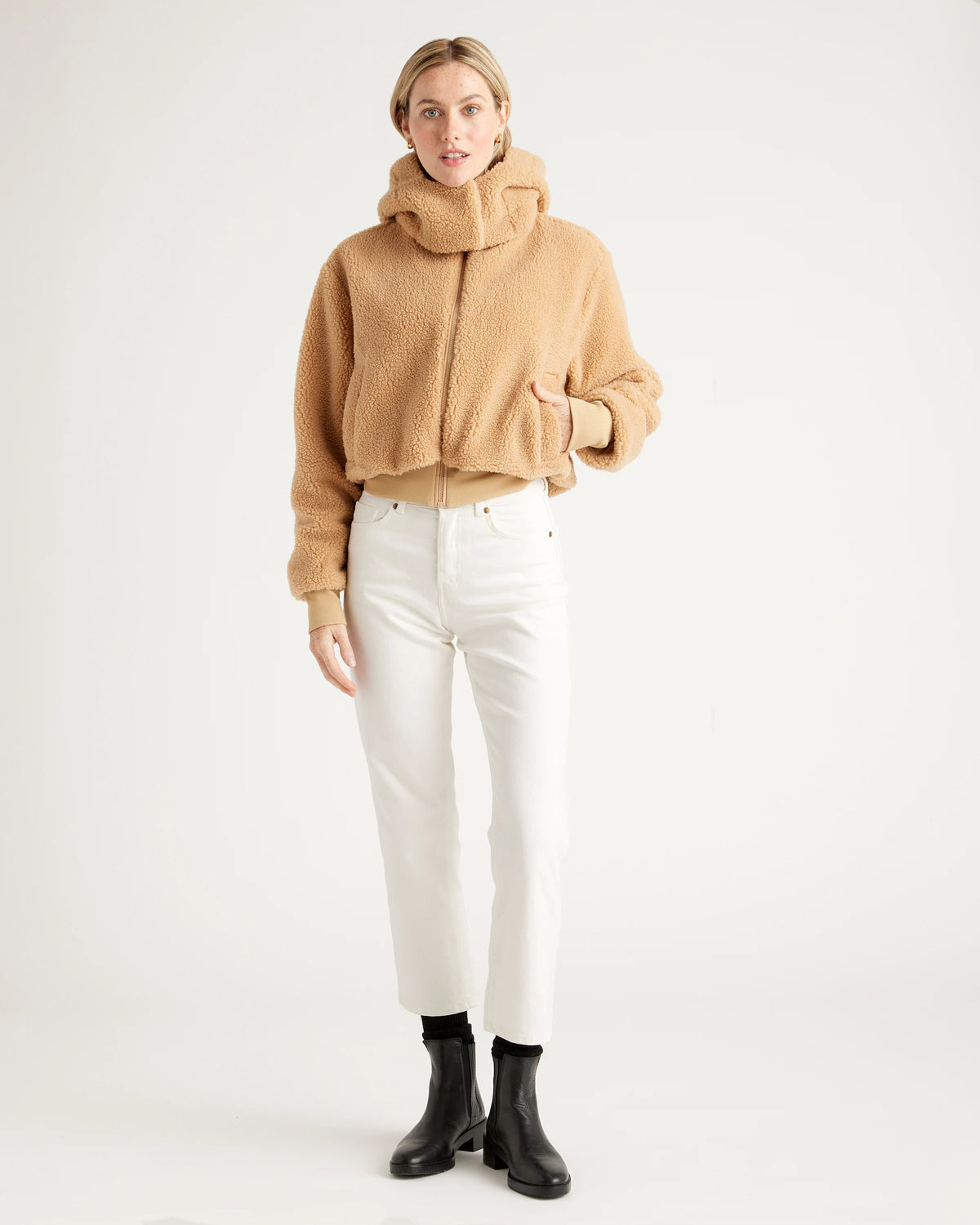 Hooded Sherpa Jacket - XS / Black