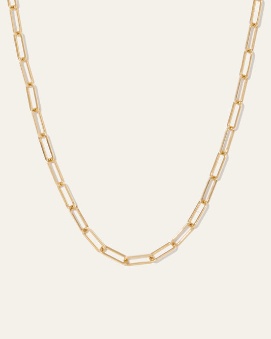 14K Gold Paperclip Chain Necklace - 3.2mm - 16" / Yellow Gold