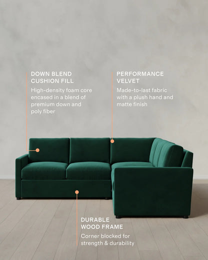 Brennan L Sectional in Performance Velvet - 99x99 / Taupe