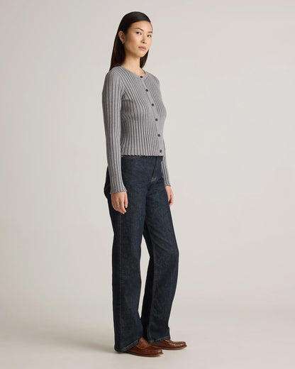 Eco-Knit Cropped Rib Cardigan - XS / Warm Taupe