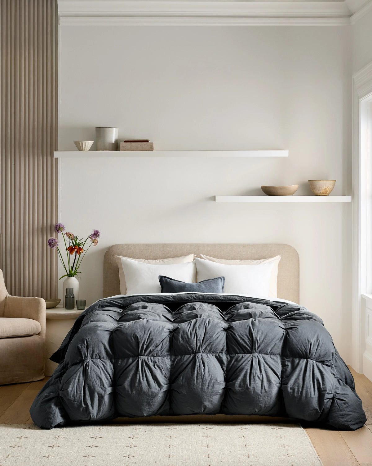 Cotton Pintuck Comforter - Twin / Nightfall