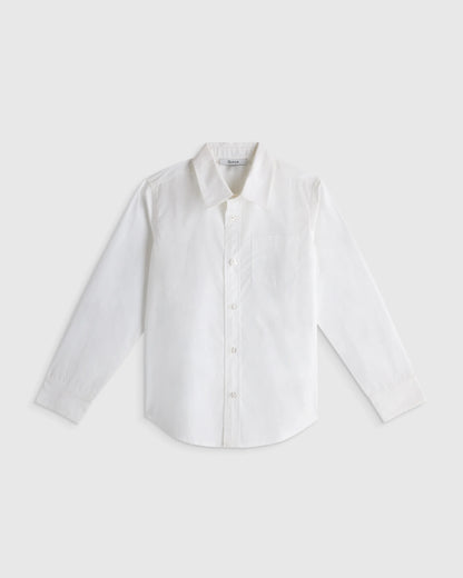 100% Organic Cotton Poplin Long Sleeve Button Down - 3T / White