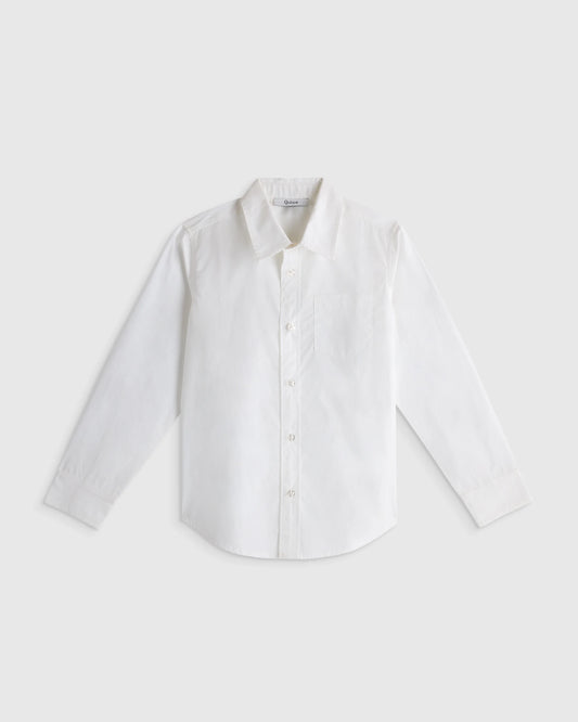 100% Organic Cotton Poplin Long Sleeve Button Down - 3T / White