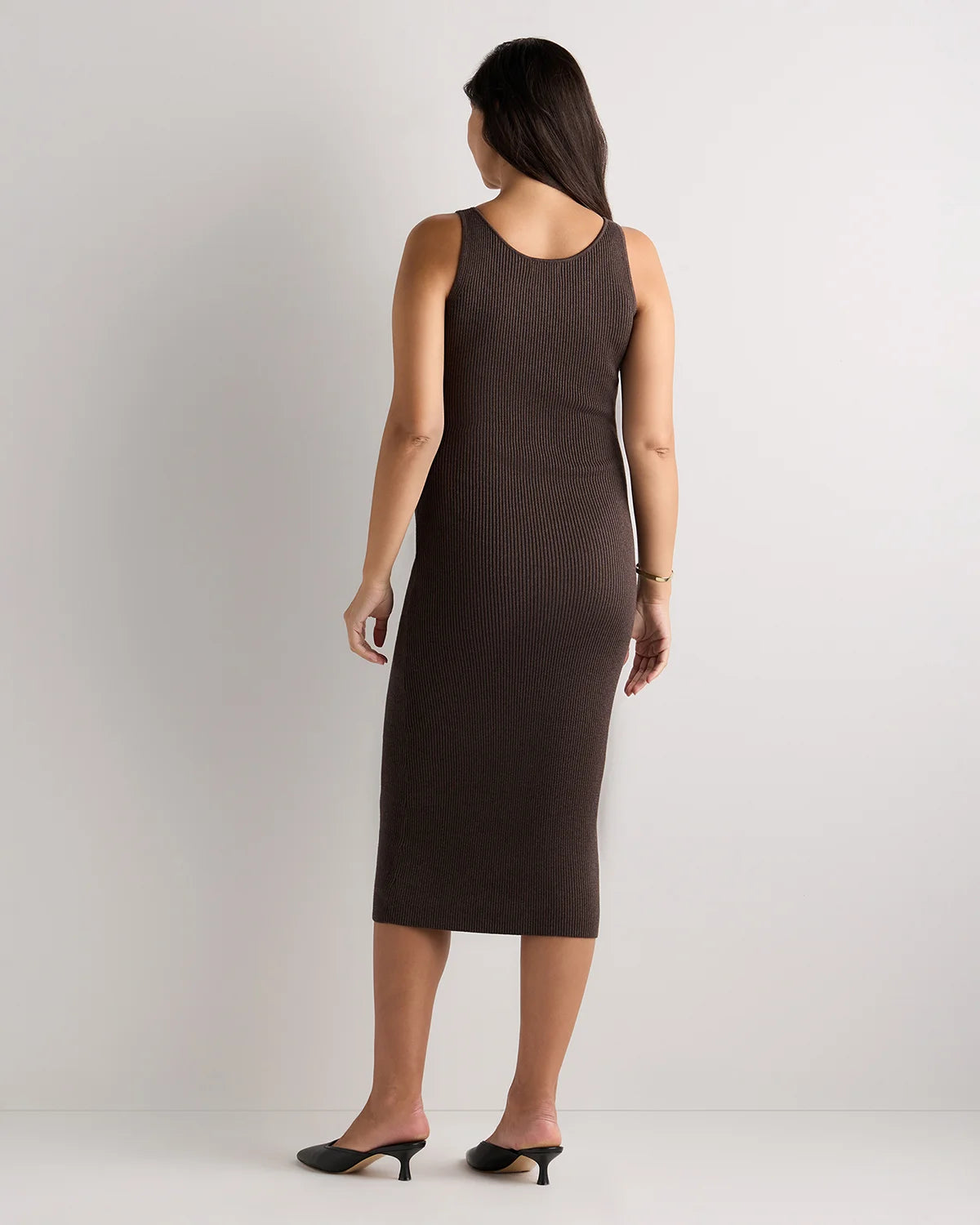 Lightweight Cotton Cashmere Maternity Fitted Midi Dress - XS / Mountain Spring Blue
