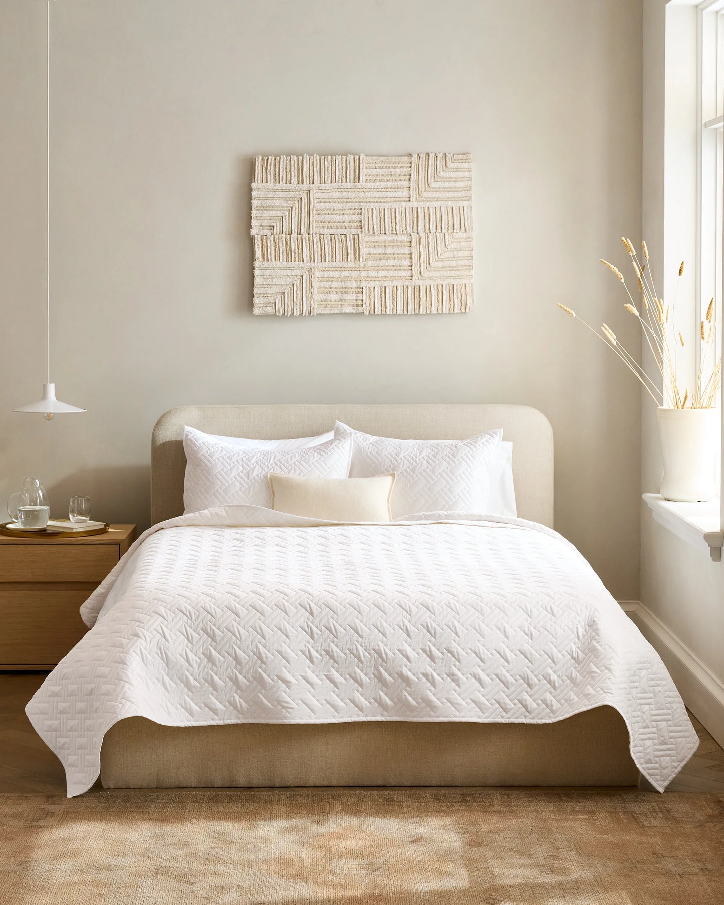 Organic Cotton Basketweave Quilt - Twin / White