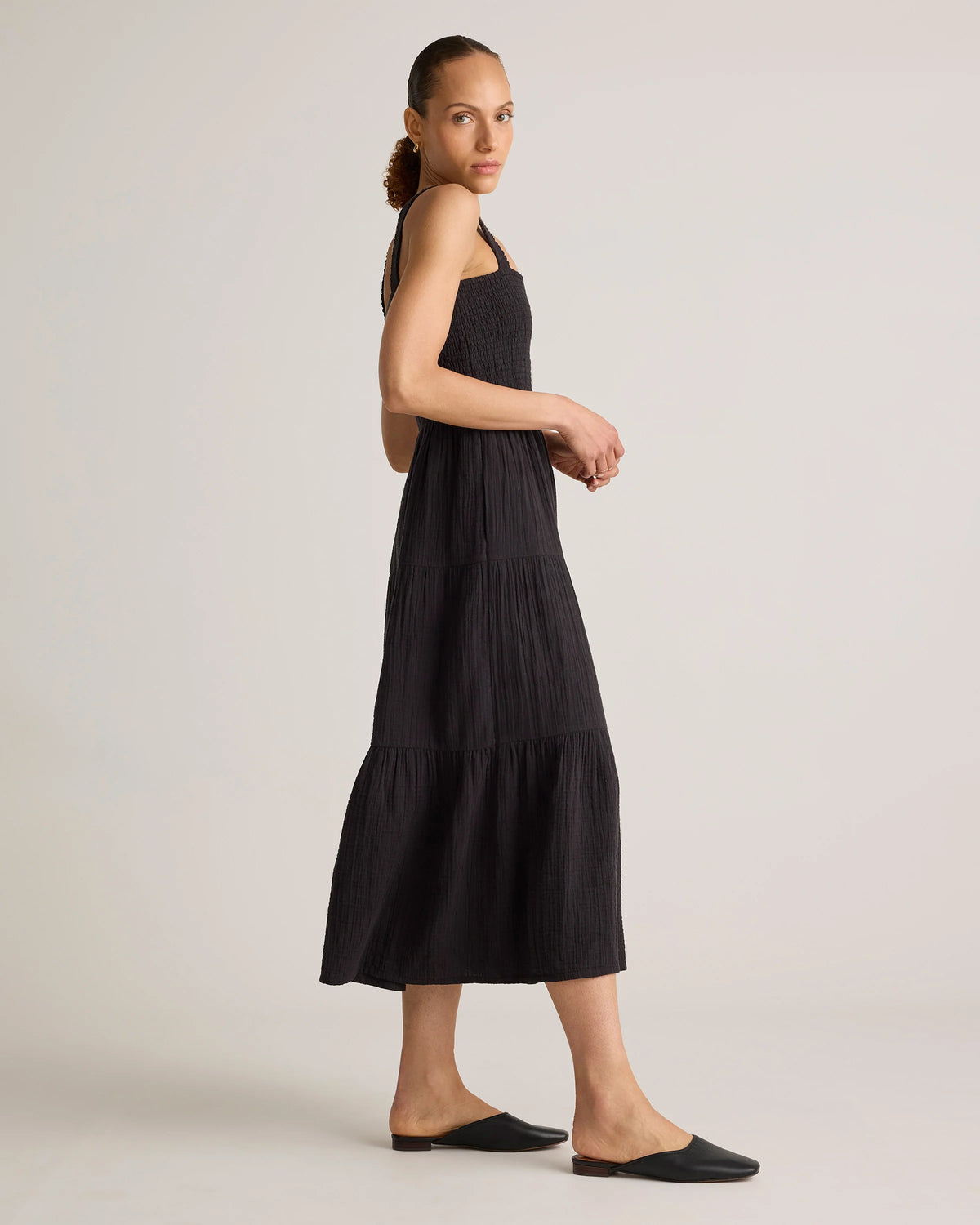 100% Organic Cotton Gauze Smocked Sleeveless Maxi Dress - XS / Ocean Breeze