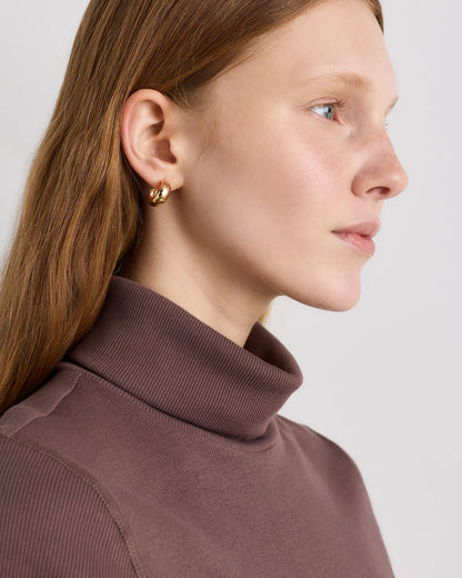 Organic Cotton Micro-Rib Turtleneck - XS / Taupe Brown