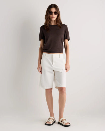 Lightweight Cotton Cashmere Relaxed Sweater Tee - XS / Sugar Stone