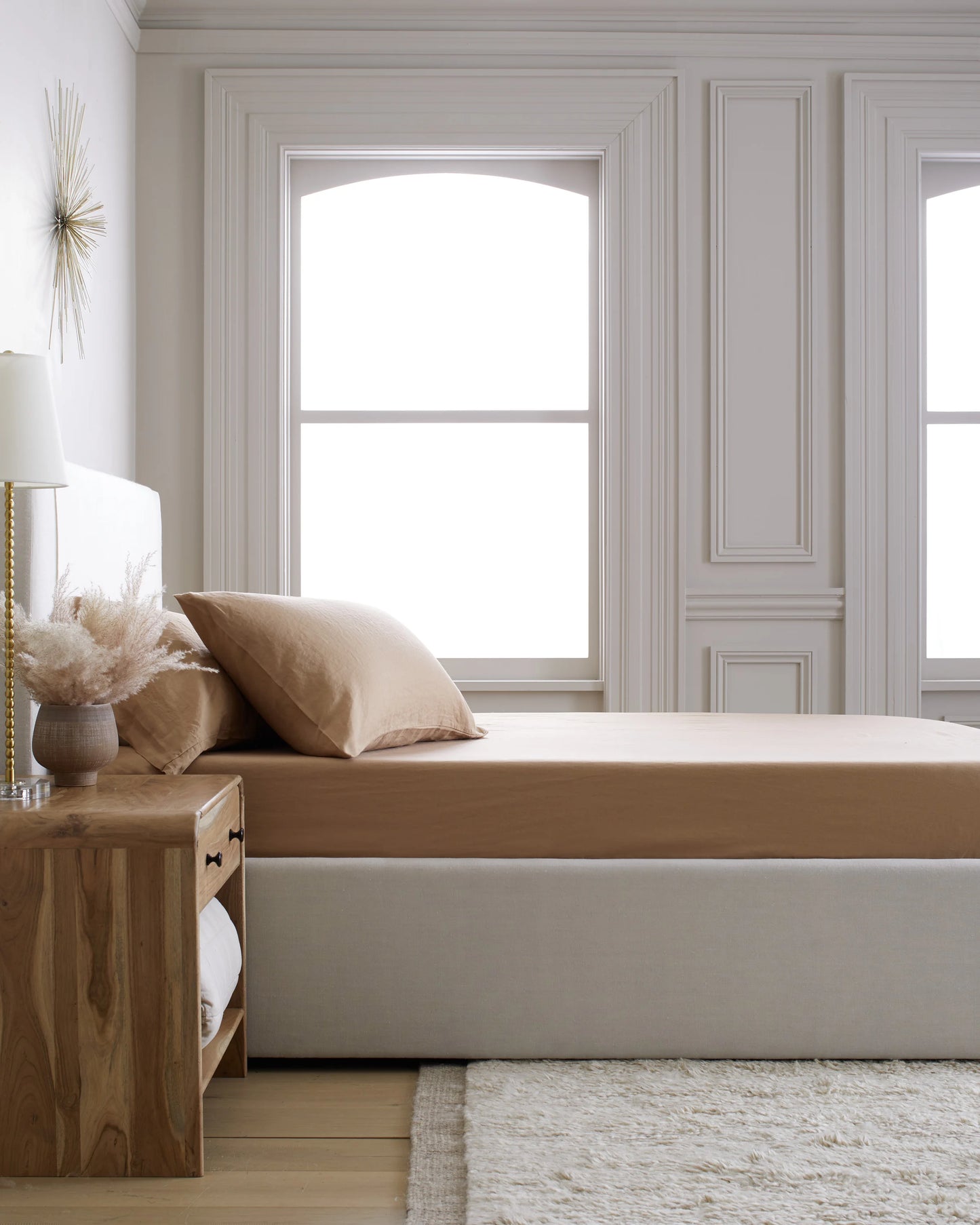 European Linen Fitted Sheet Set - Twin / Peach