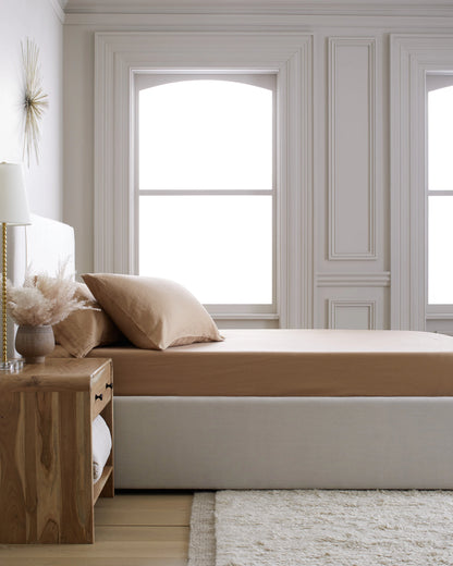 European Linen Fitted Sheet Set - Twin / Peach