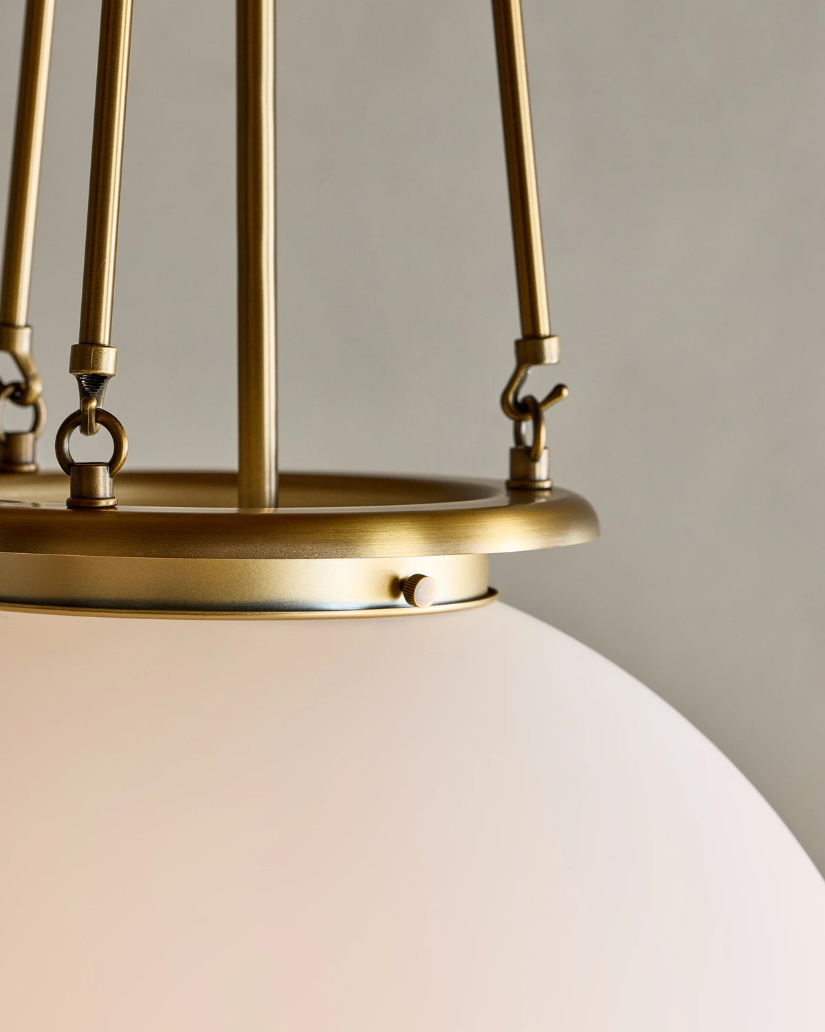 Antiqued Steel and Glass Globe Pendant Light - One Size / Brass
