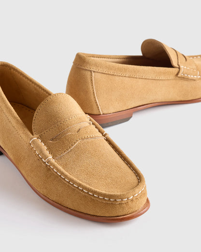 Essential Suede Penny Loafer - 7 / Whiskey