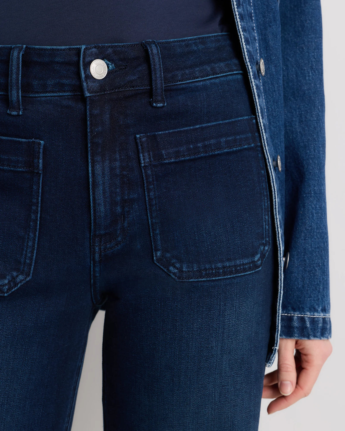 Bella Stretch Patch Pocket Wide Leg Jeans - 24 / Deep Sea Blue