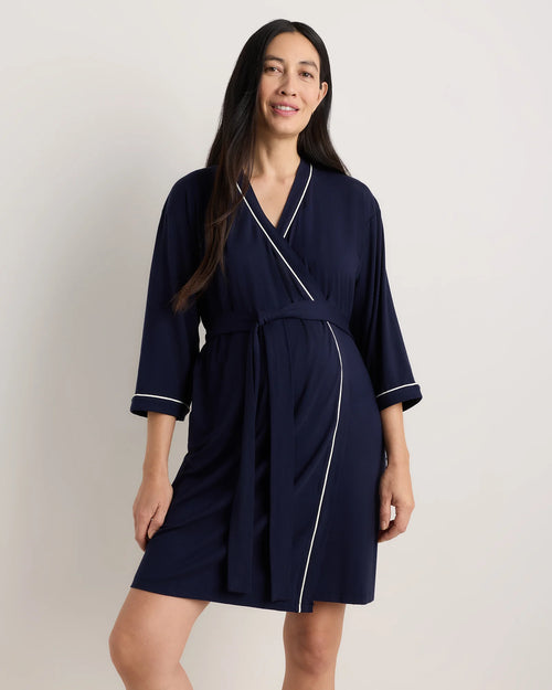 Bamboo Jersey Maternity Robe - XS / Deep Navy
