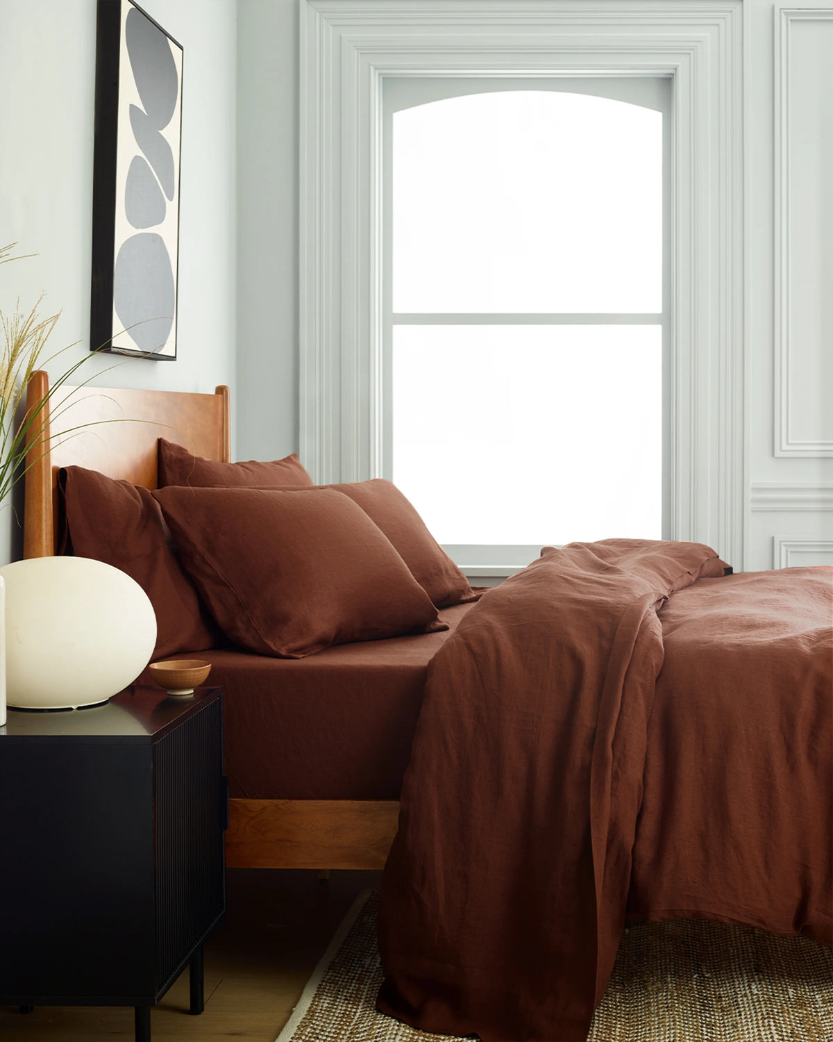 European Linen Deluxe Bedding Bundle - Twin / Willowleaf/White Stripe