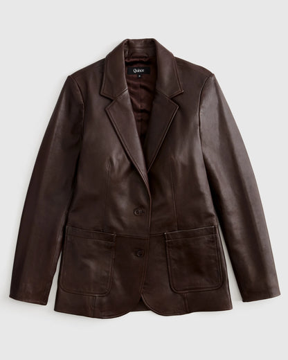 100% Leather Blazer - XS / Rich Brown