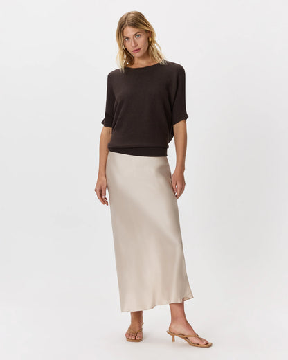 Lightweight Cotton Cashmere Link-Stitch Dolman Sweater - XS / Sugar Stone