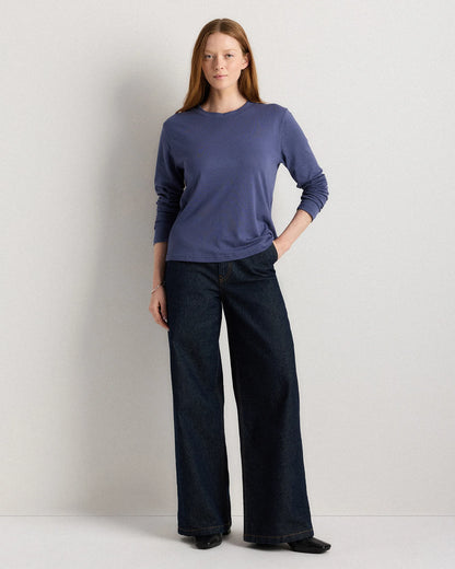 Cotton Modal Relaxed Long Sleeve Tee - XS / Black