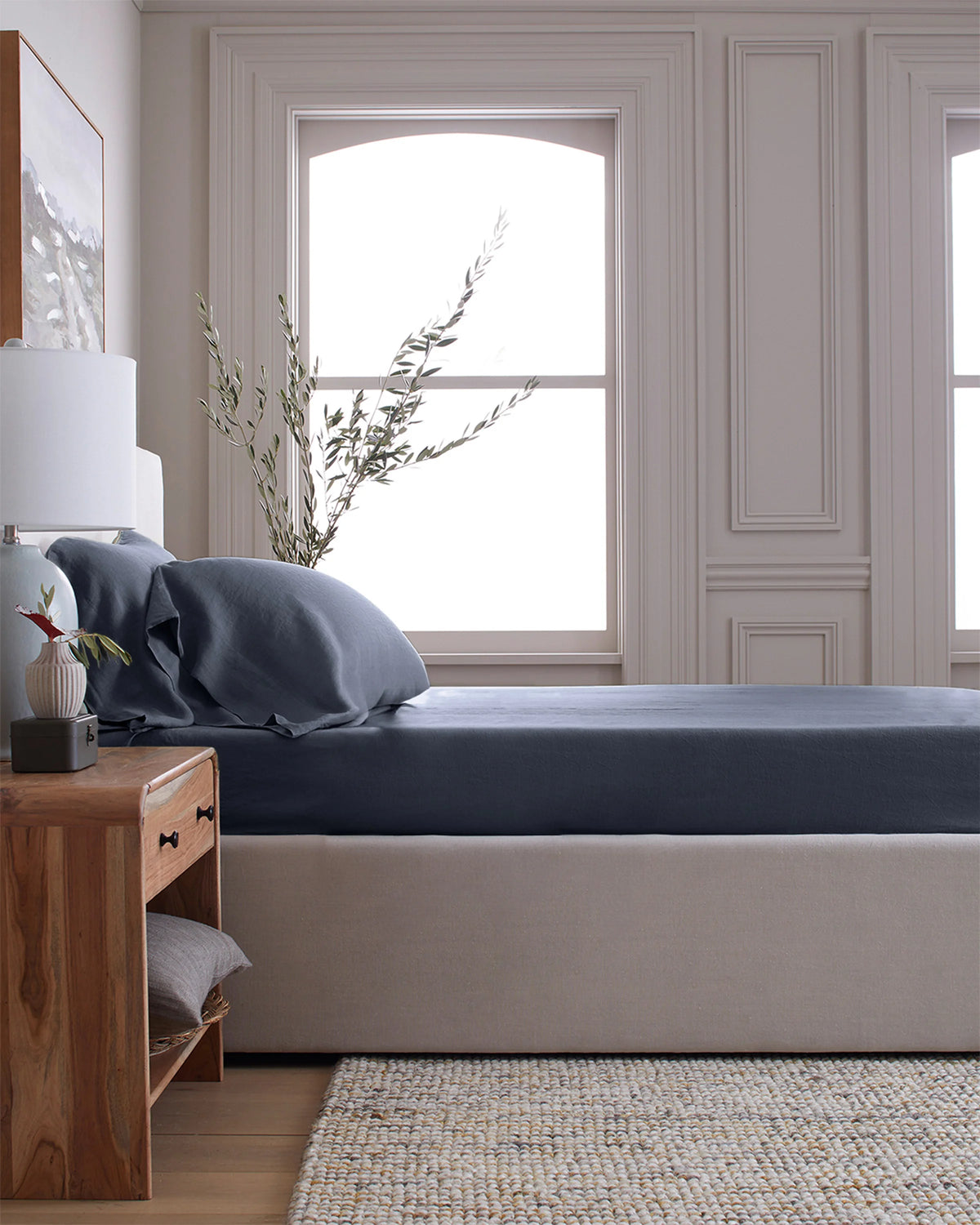 European Linen Fitted Sheet Set - Twin / Peach