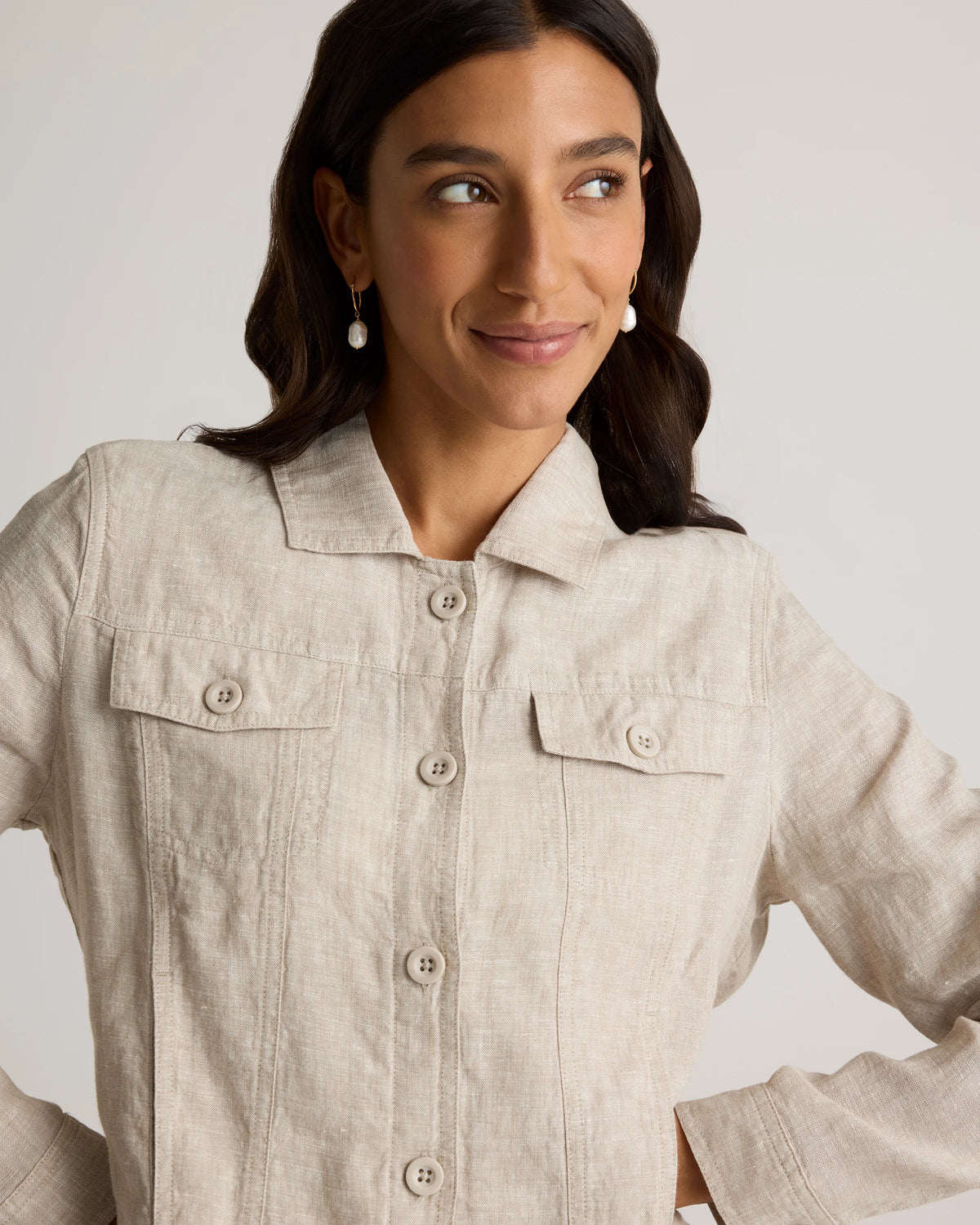 100% European Linen Jacket - XS / Flax