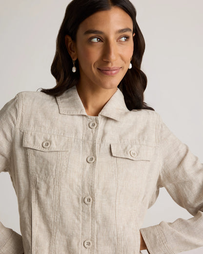 100% European Linen Jacket - XS / Flax