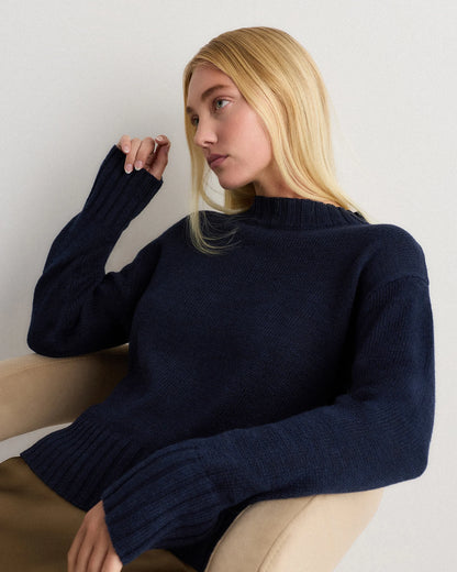 Cotton Linen Relaxed Crew Sweater - XS / Canyon Burnt Orange